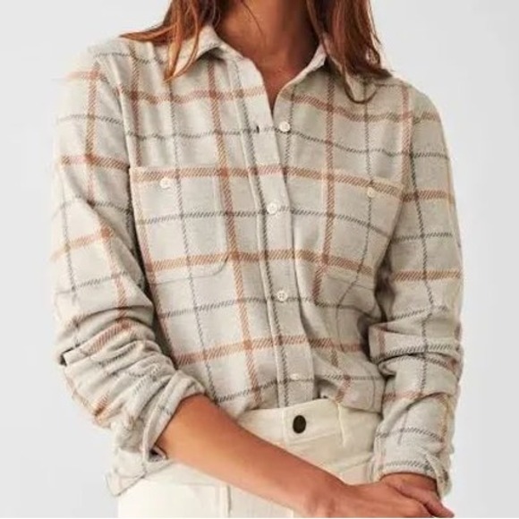 Faherty Tops - Faherty Legend Sweater Shirt in Windowpane Plaid Size XS Casual Fall Layering